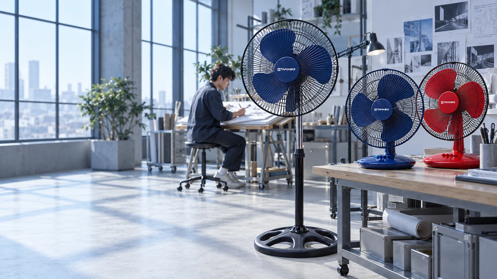 Techno Tamashi Electric fans in a real-world setting