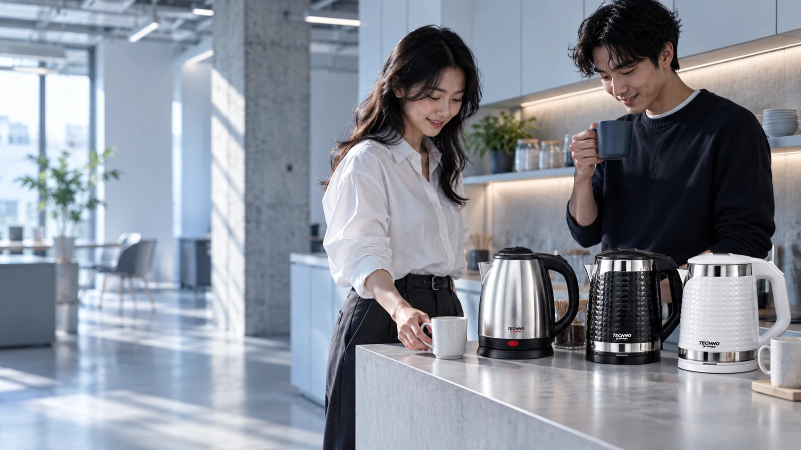 Techno Tamashi Electric kettles in a real-world setting