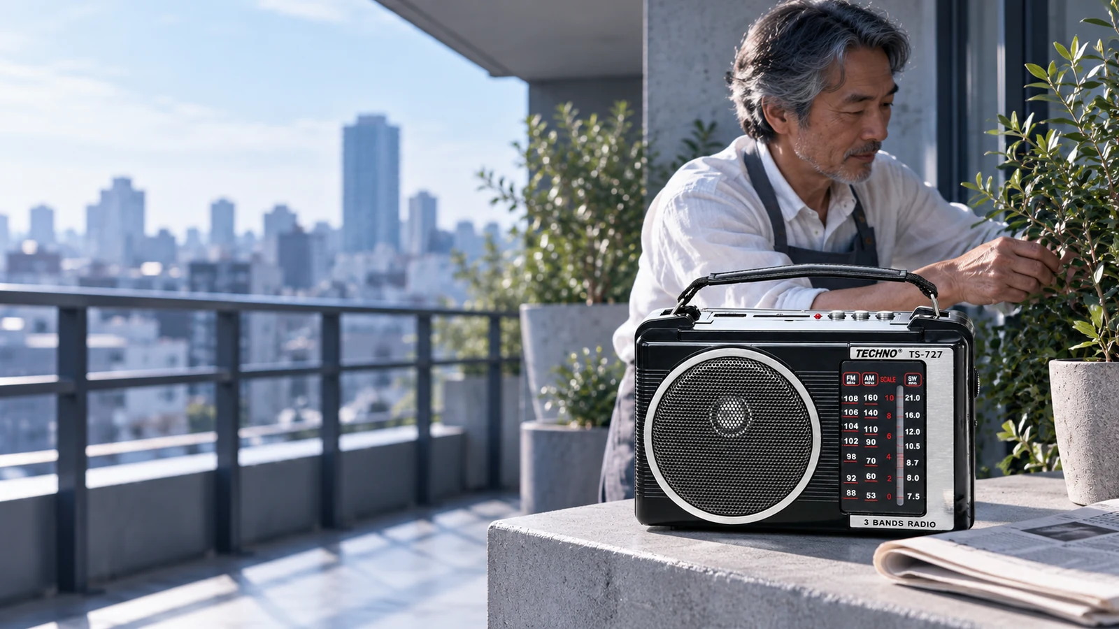 Techno Tamashi Portable radios in a real-world setting