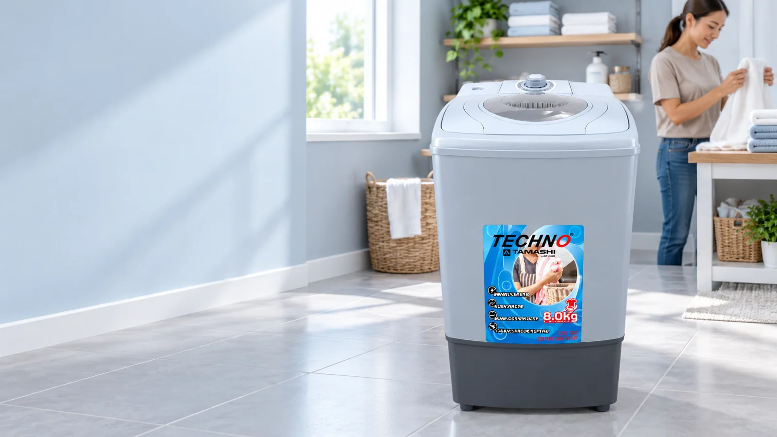 TSD-800 spin dryer in a bright laundry room