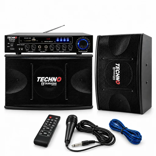 Techno Tamashi 8” Speaker Set with Power Amplifier